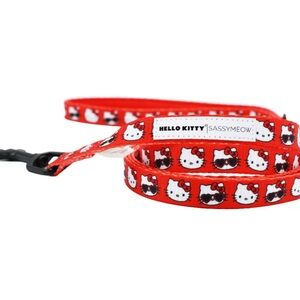 Sassy Woof x Hello Kitty Polyester Dog Leash, Red, 6-ft long, 0.6-in wide (NWT)